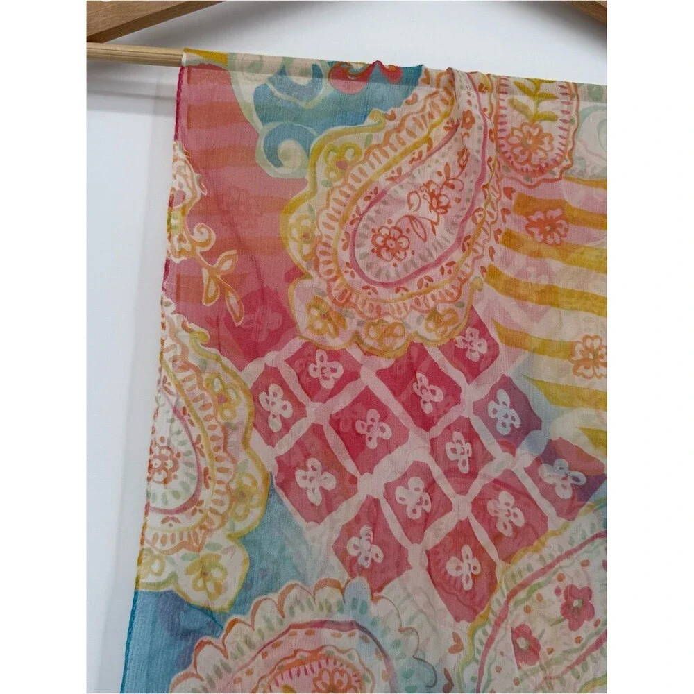 Unbranded Colorful Paisley Lightweight Long Scarf Accessory Pink Boho
